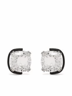 Women Swarovski Harmonia Cushion Cut Crystal Stud Earrings