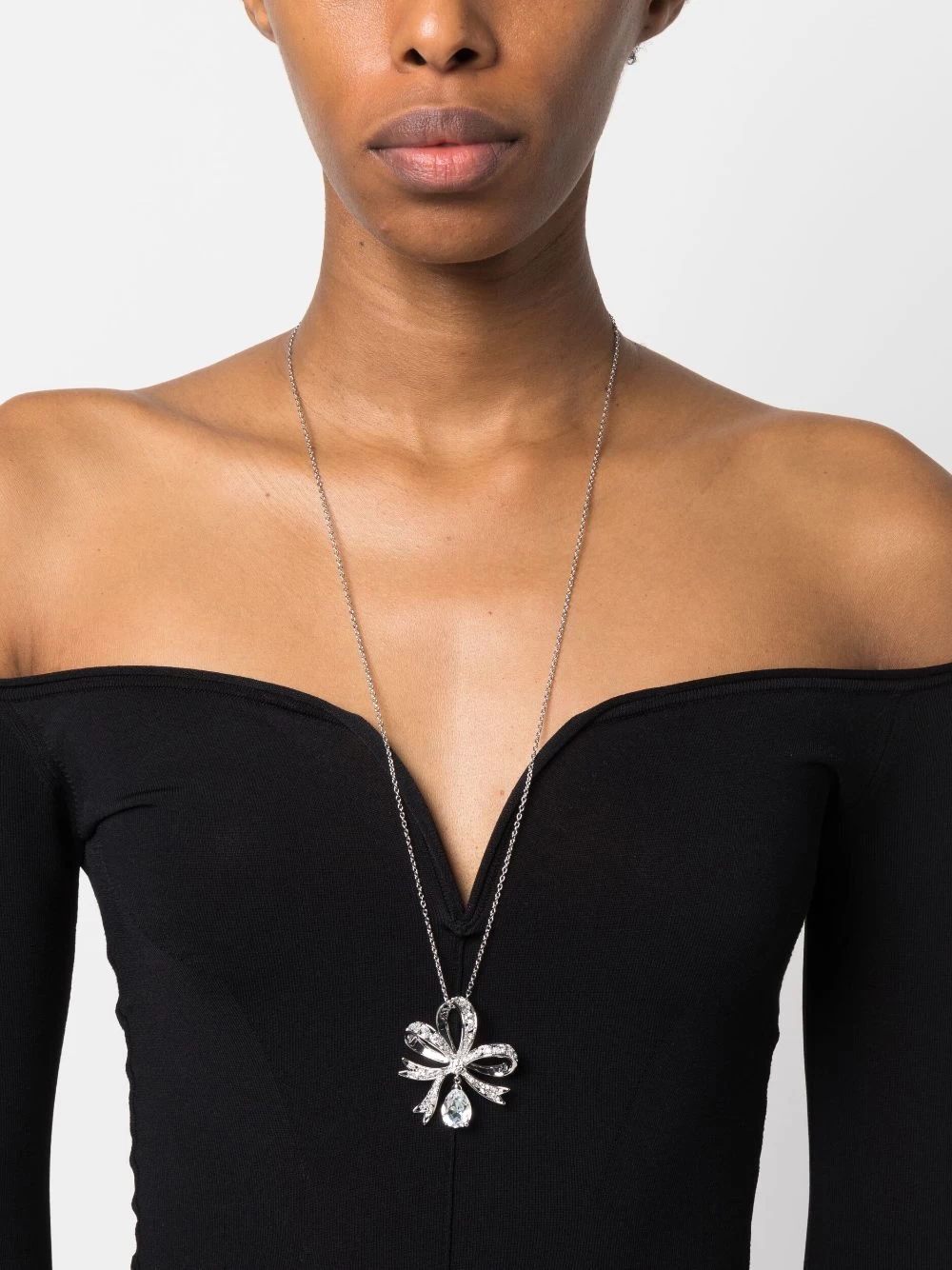 Women Swarovski Volta Bow-pendant Long Necklace 4 Women Swarovski Volta Bow-pendant Long Necklace - Image 2