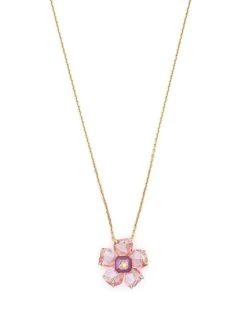 Women Swarovski Glass Flower Charm Necklace